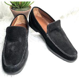 A. Testoni Black Suede Leather Slip On Loafer 9